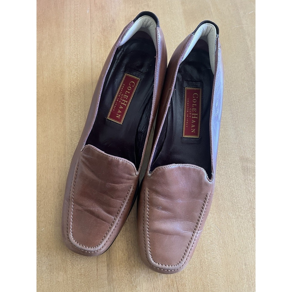 Vtg Cole Haan City Womens Loafer Dress Shoe Brown Calf Skin Made in Italy Sz 8.5